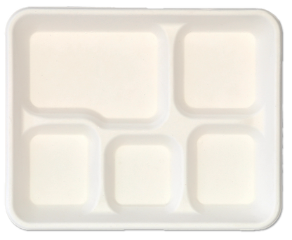 White Color 5-compartment lunch tray - 400 / Case