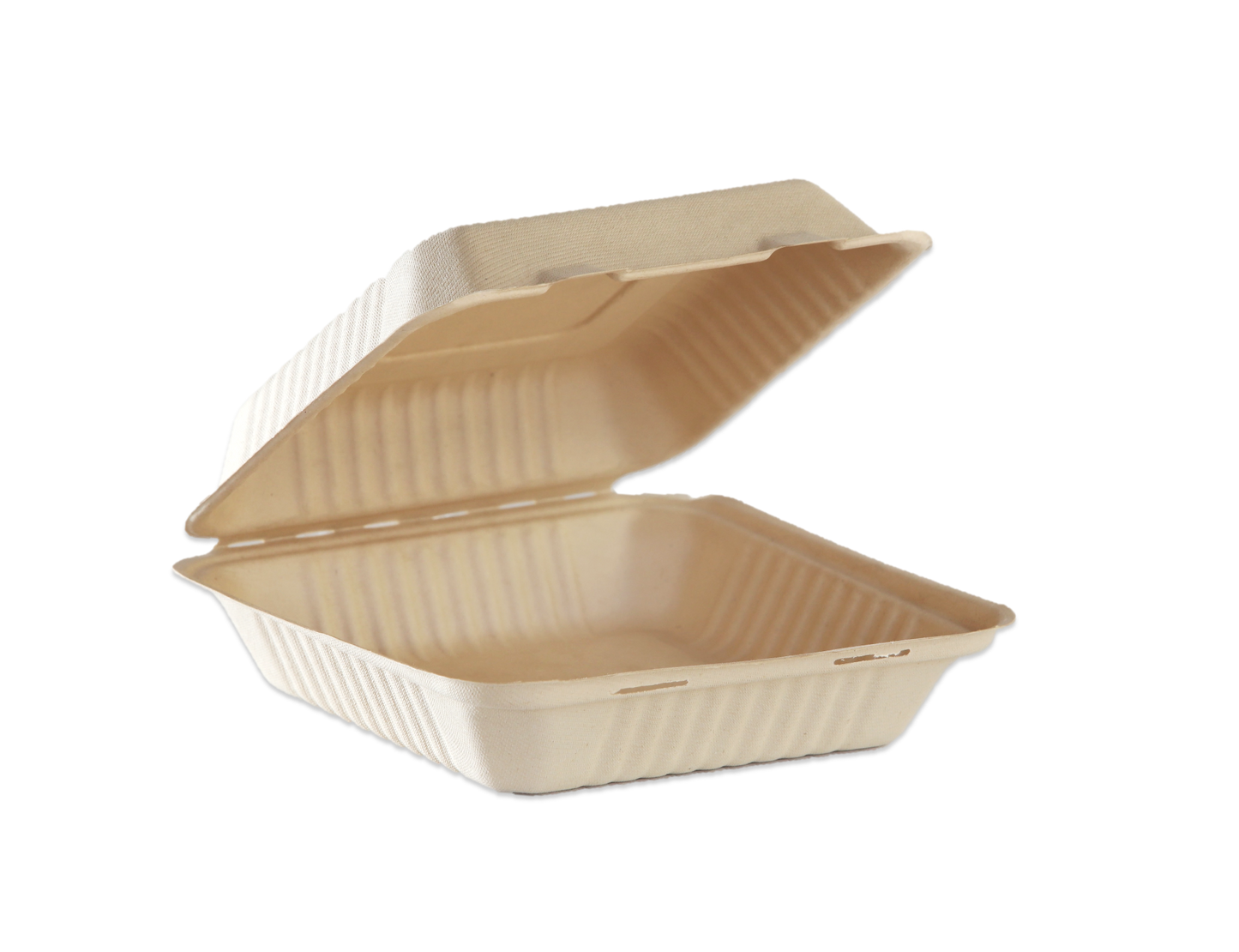 Natural Color 9"x9"x3" Clamshell food container, one compartment - 200/Case