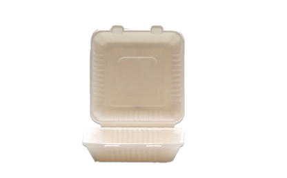 Natural Color 9"x9"x3" Clamshell food container, one compartment - 200/Case