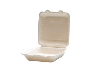 Natural Color 9"x9"x3" Clamshell food container, one compartment - 200/Case