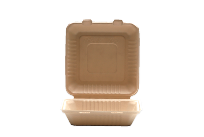 White Color 9"x9"x3" Clamshell food container, one compartment - 200/Case