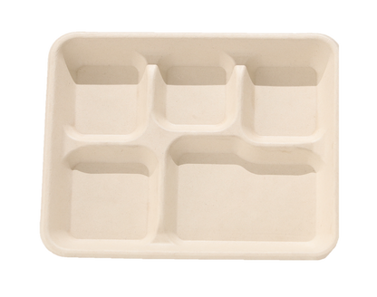 White Color 5-compartment lunch tray - 400 / Case