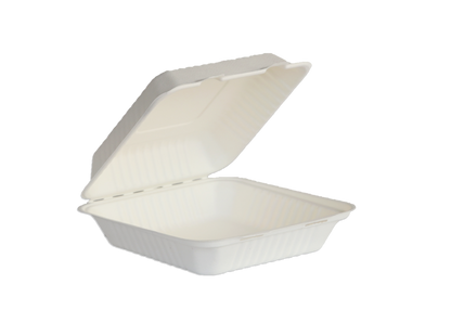 Natural Color 9"x9"x3" Clamshell food container, one compartment - 200/Case