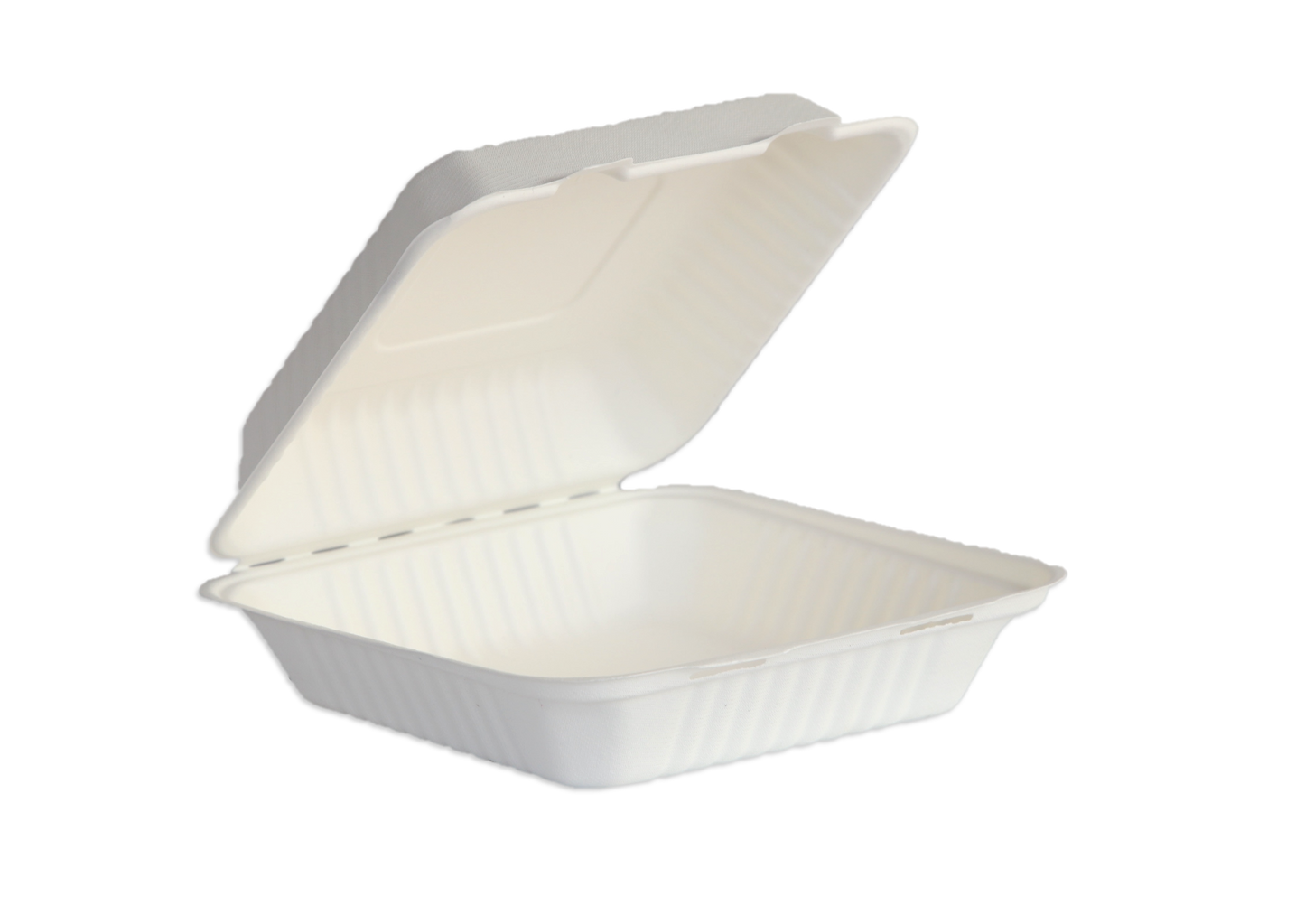 White Color 9"x9"x3" Clamshell food container, one compartment - 200/Case